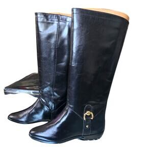 Vintage New black Leather Aigner Women's Boots Size 5 M